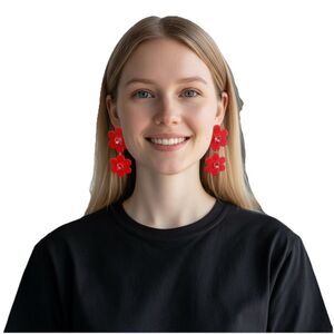 Kate Spade New York Rosy Posies Drop Earrings 2.5" L Pink Crystals Berry Pierced